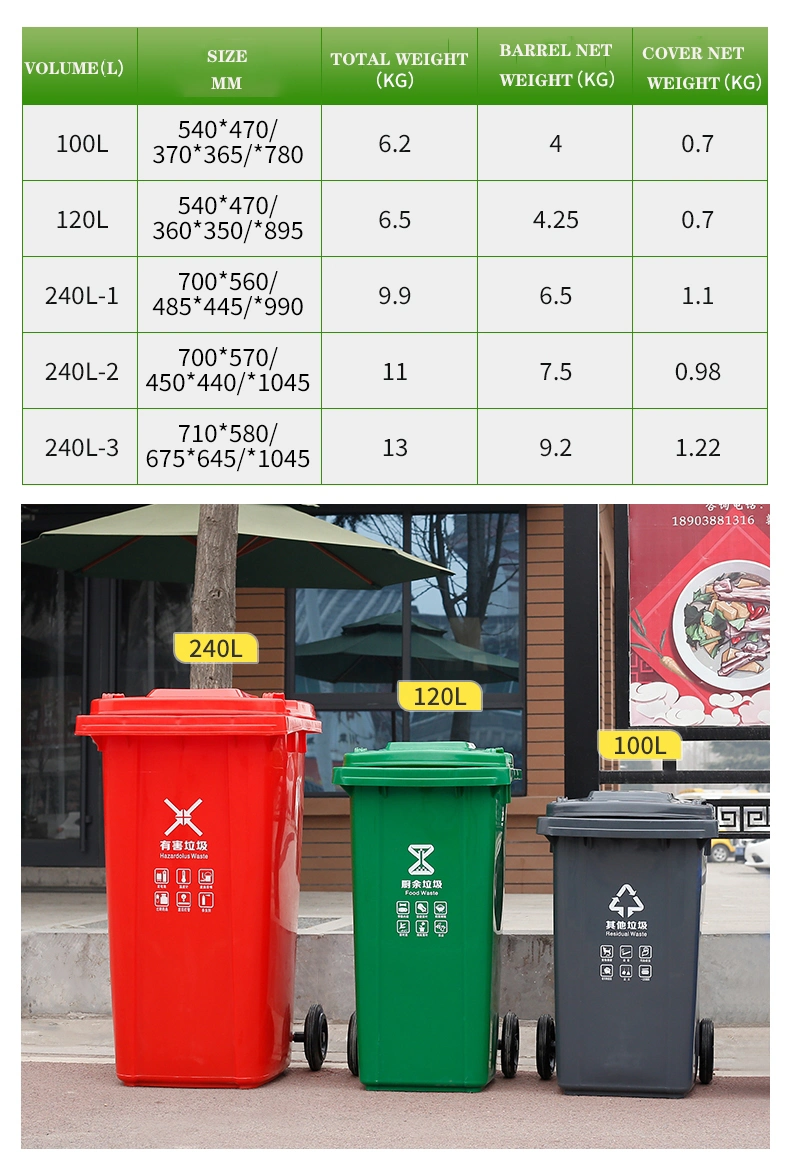 Outdoor Trash Can Medical Waste Dustbin Plastic Garbage Bin