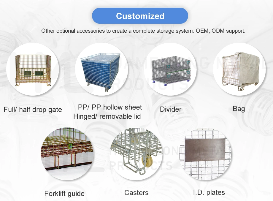 China Collapsible Plastic Bottles Storage Wire Mesh Pallet Cage Container